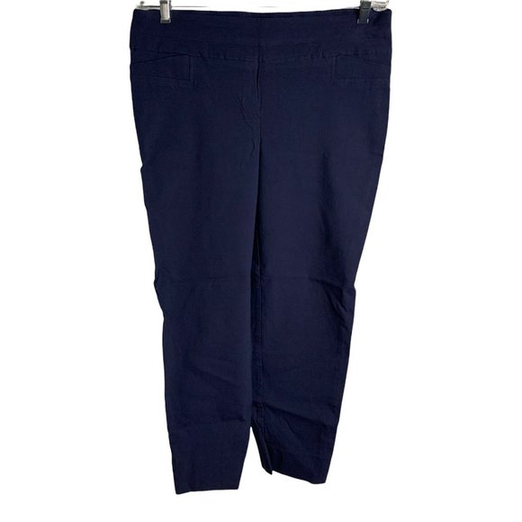 Emma James Pants - Emma James Mid Rise Trouser Pants 4 Petite Navy Blue Pockets Zip Stretch